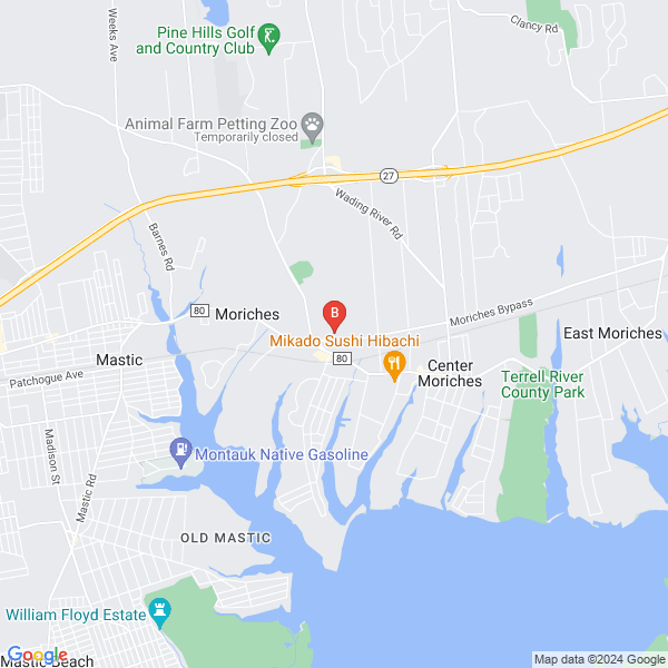 Suffolk County Electricians location map: 313 Frowein Rd, Center Moriches, NY